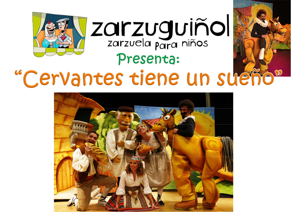Hoy sábado, 21 de mayo a las 12 de la mañana en la Plaza Mayor “Sábados de Títeres” con el espectáculo con música en directo “Cervantes tiene un sueño”, a cargo de Zarzuguiñol, una de las mejores compañías de guiñol de España
