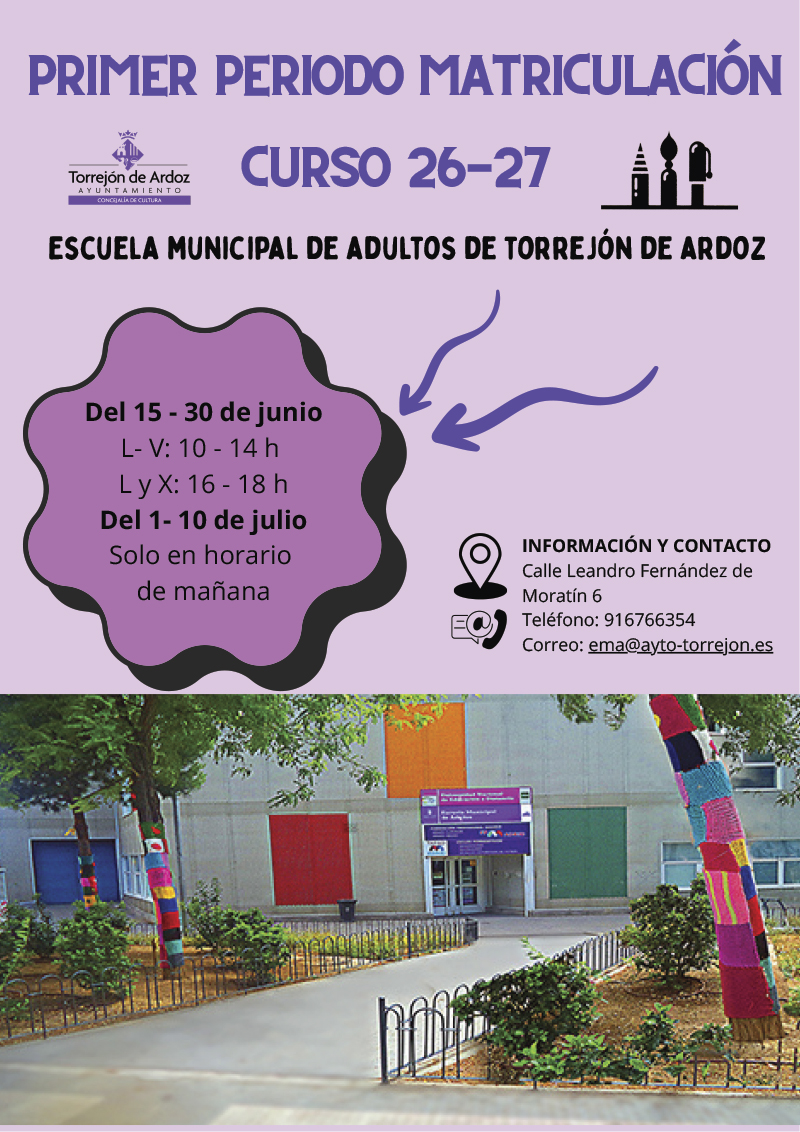 Periodo matriculación curso 26-26 EMA