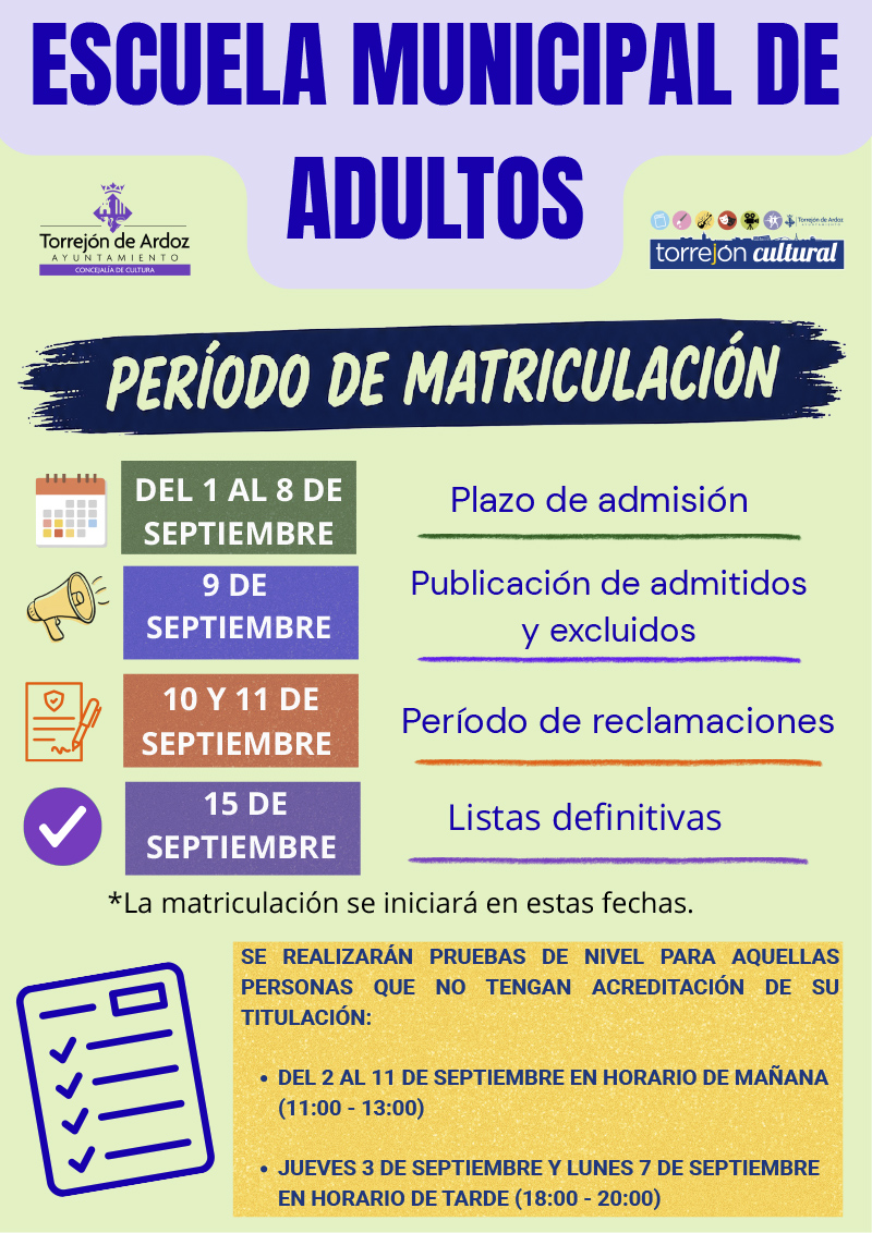 Periodo matriculación curso 26-26 EMA