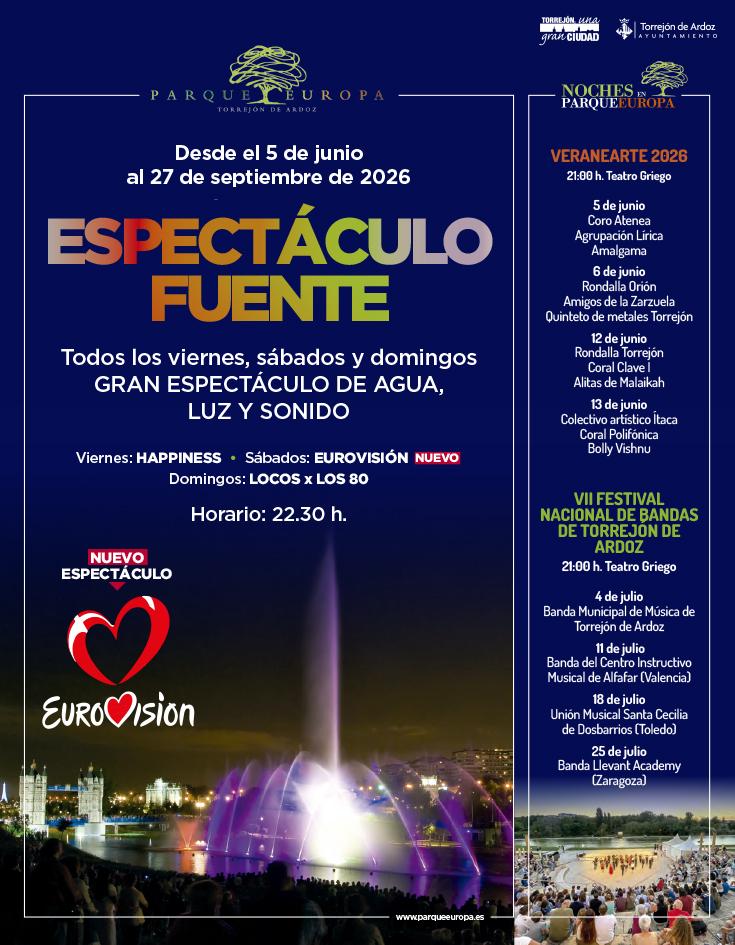 Espectáculo Fuente Parque Europa 2026